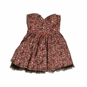 Pink floral strapless dress